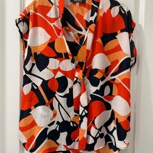 Nine West Women's Vibrant Abstract Blouse - Red, Black, White